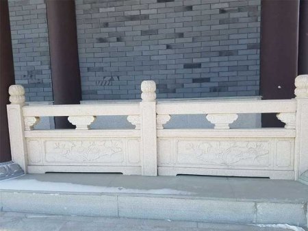 汉白玉寺庙走廊台阶石栏板
